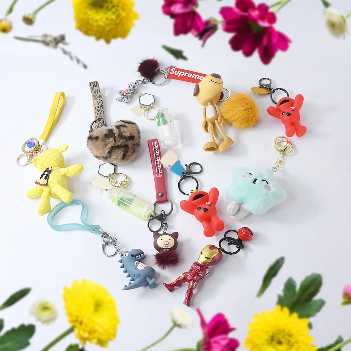 Trendy Mix Design Keychain | Stylish & Durable Key Holder – 1 Pc (Random Color) - Chestore