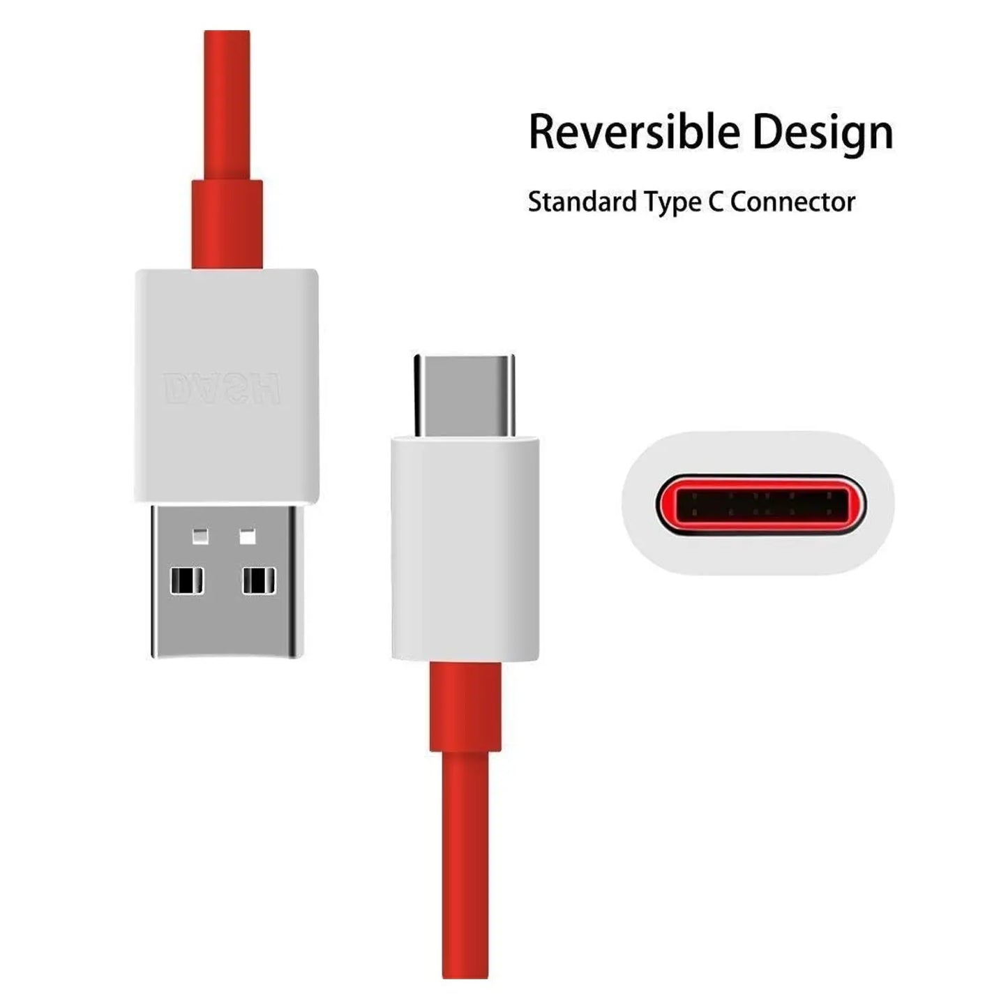 Unique Type - C Dash Charging USB Data Cable – Fast Charging & Data Transfer for C - Type Mobiles, 1 Meter (Red) ⚡📱 - Chestore
