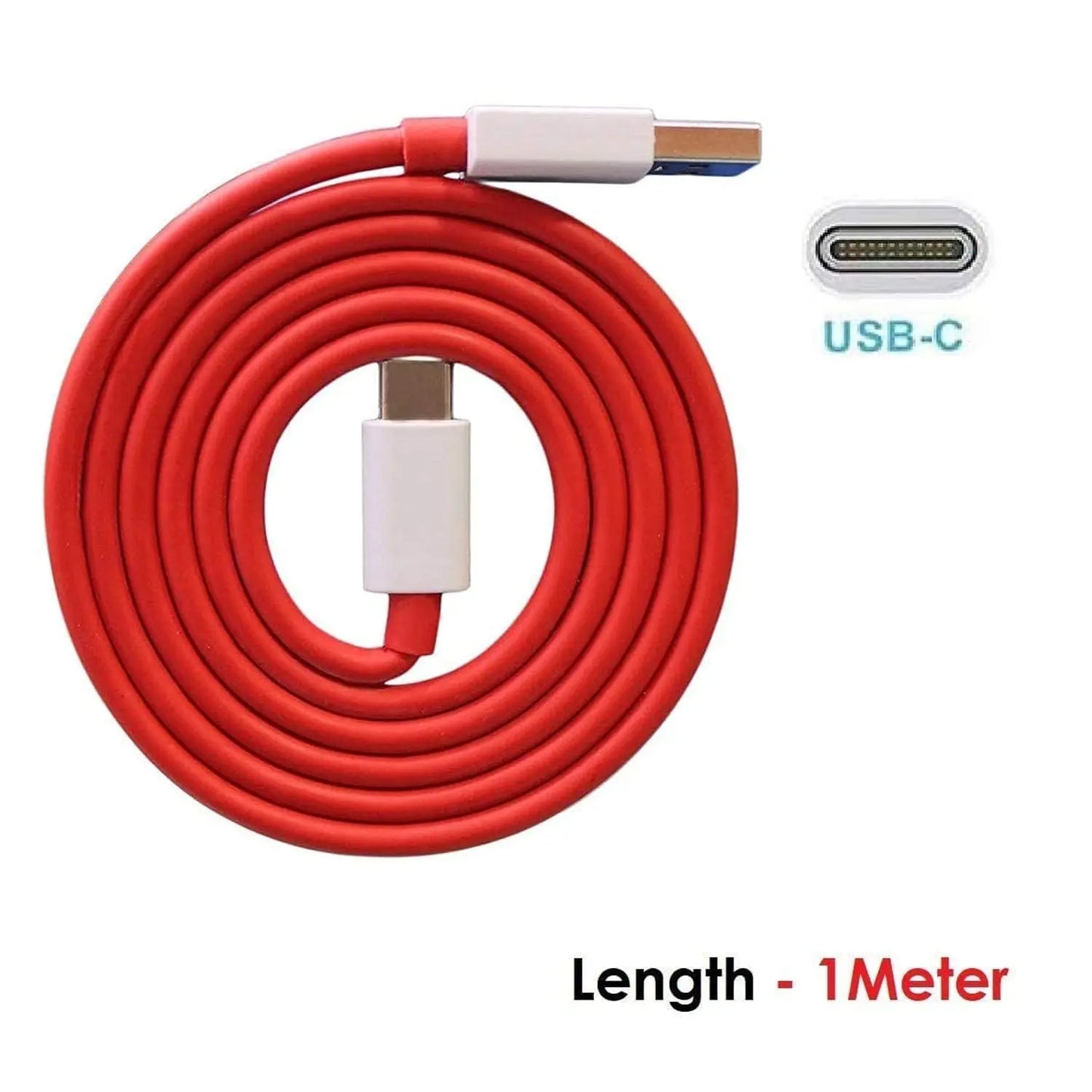 Unique Type - C Dash Charging USB Data Cable – Fast Charging & Data Transfer for C - Type Mobiles, 1 Meter (Red) ⚡📱 - Chestore