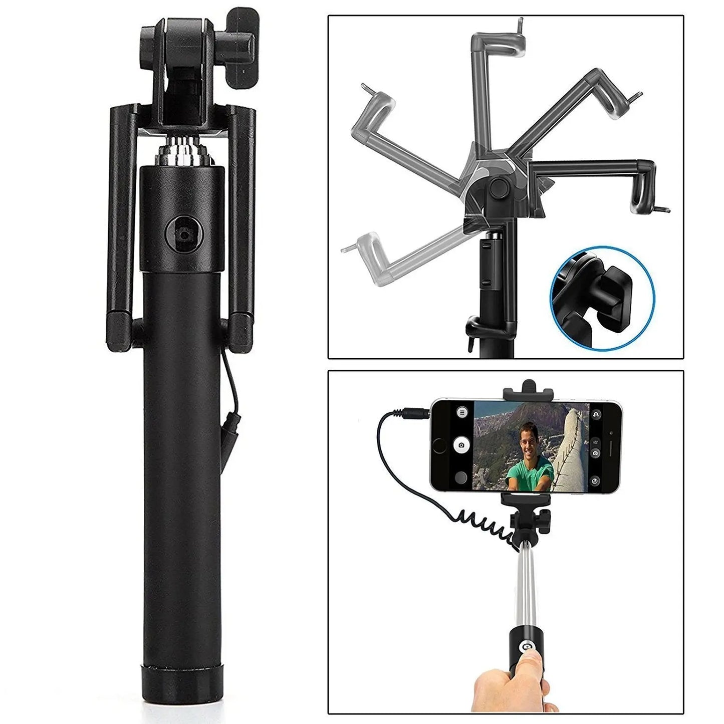 Selfie Stick Box with AUX Wire – Universal Smartphone Selfie Stick 📸🎧 - Chestore