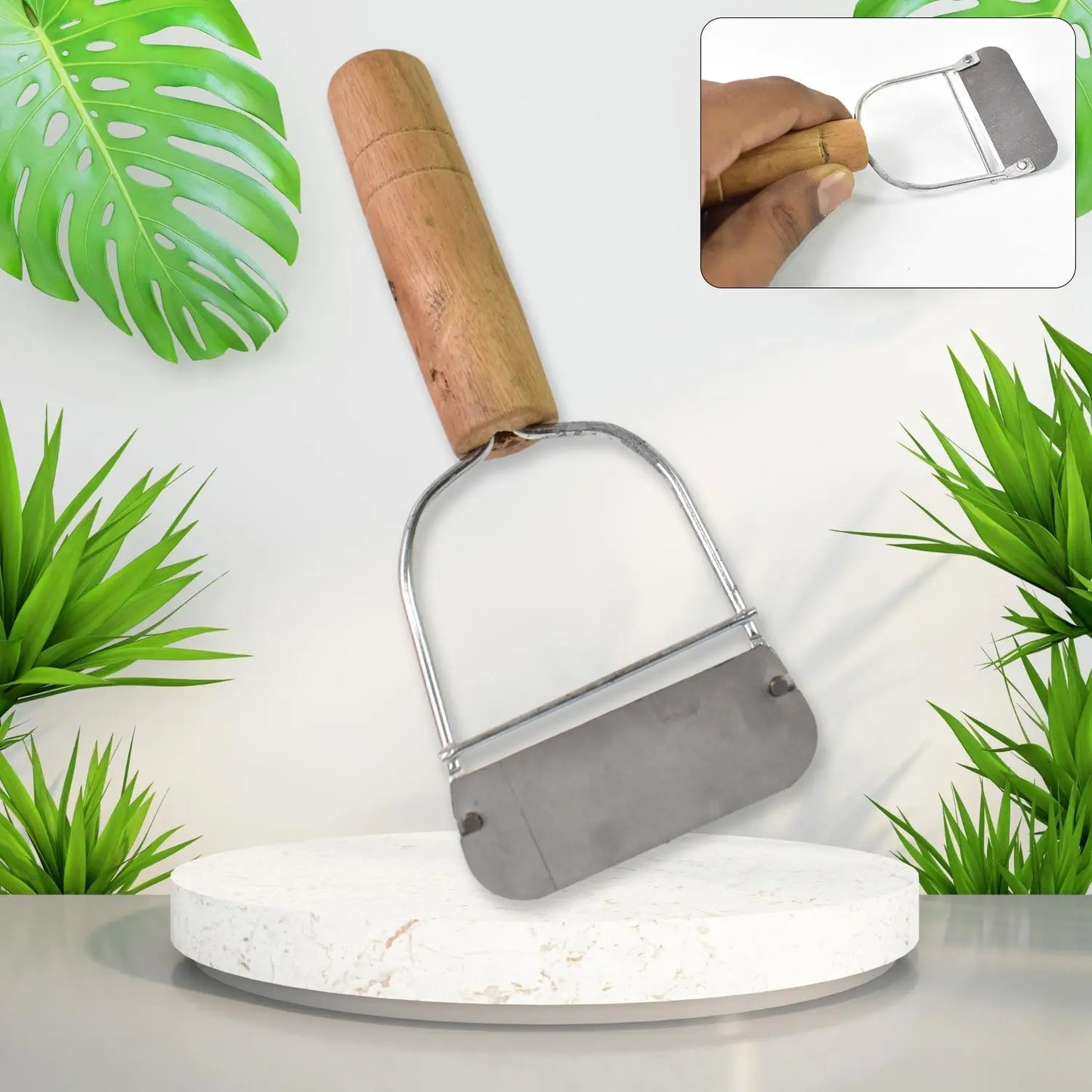 🥒 Wooden Handle Metal Vegetable Cutter & Peeler – 1 Pc - Chestore