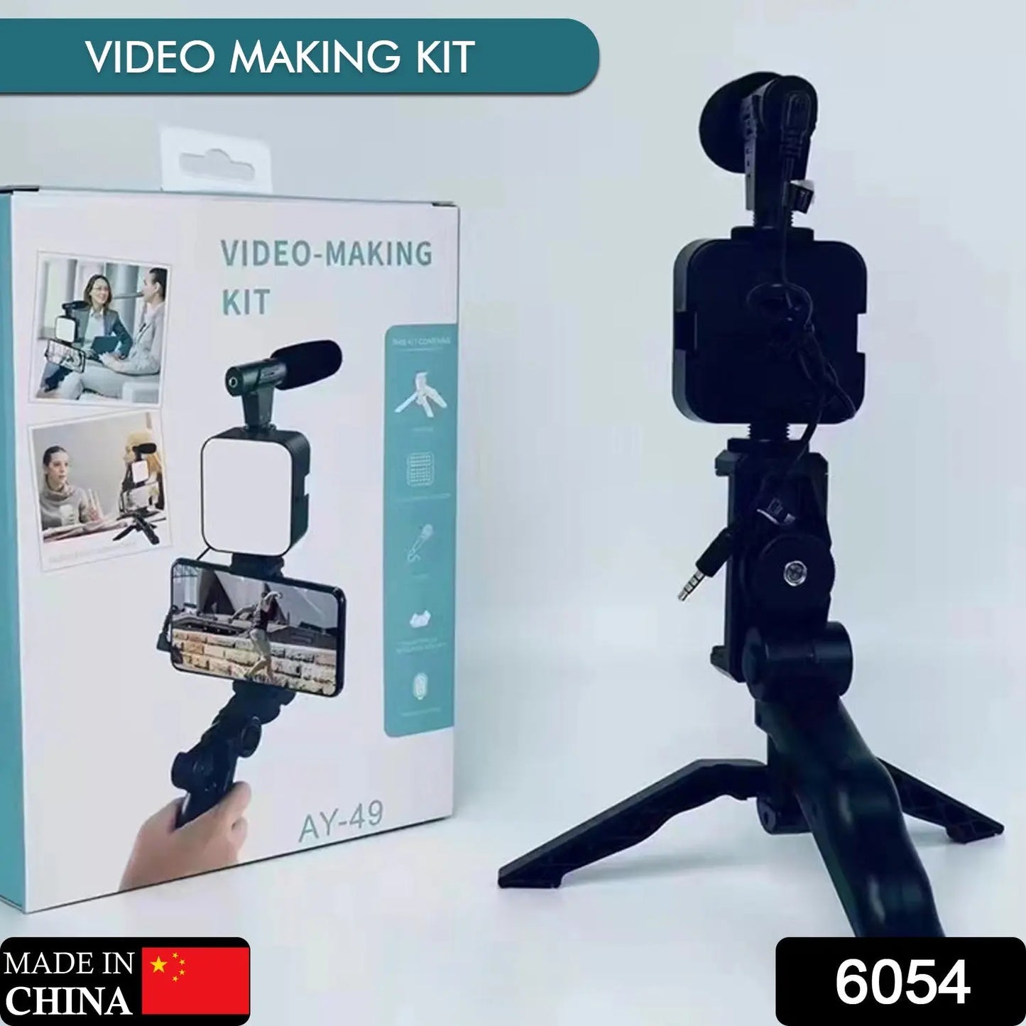 Vlogging Kit for Video Making – Mini Tripod, Mic, LED Light, and Phone Holder for Creators 🎥🎤 - Chestore
