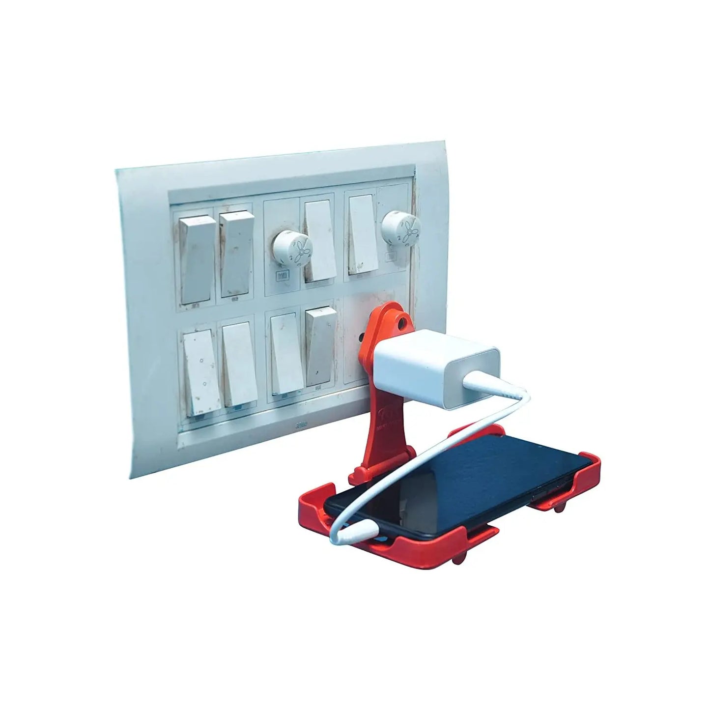 Multi - Purpose Wall Charging Stand – Mobile Holder for Socket Mount (Red) 🔌📱🔴 - Chestore