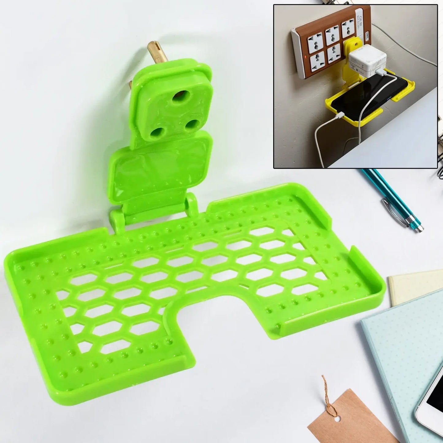 Multi - Purpose Wall Holder Stand for Charging Mobile – Fits in Socket, Mix Color (1 Pc) - Chestore