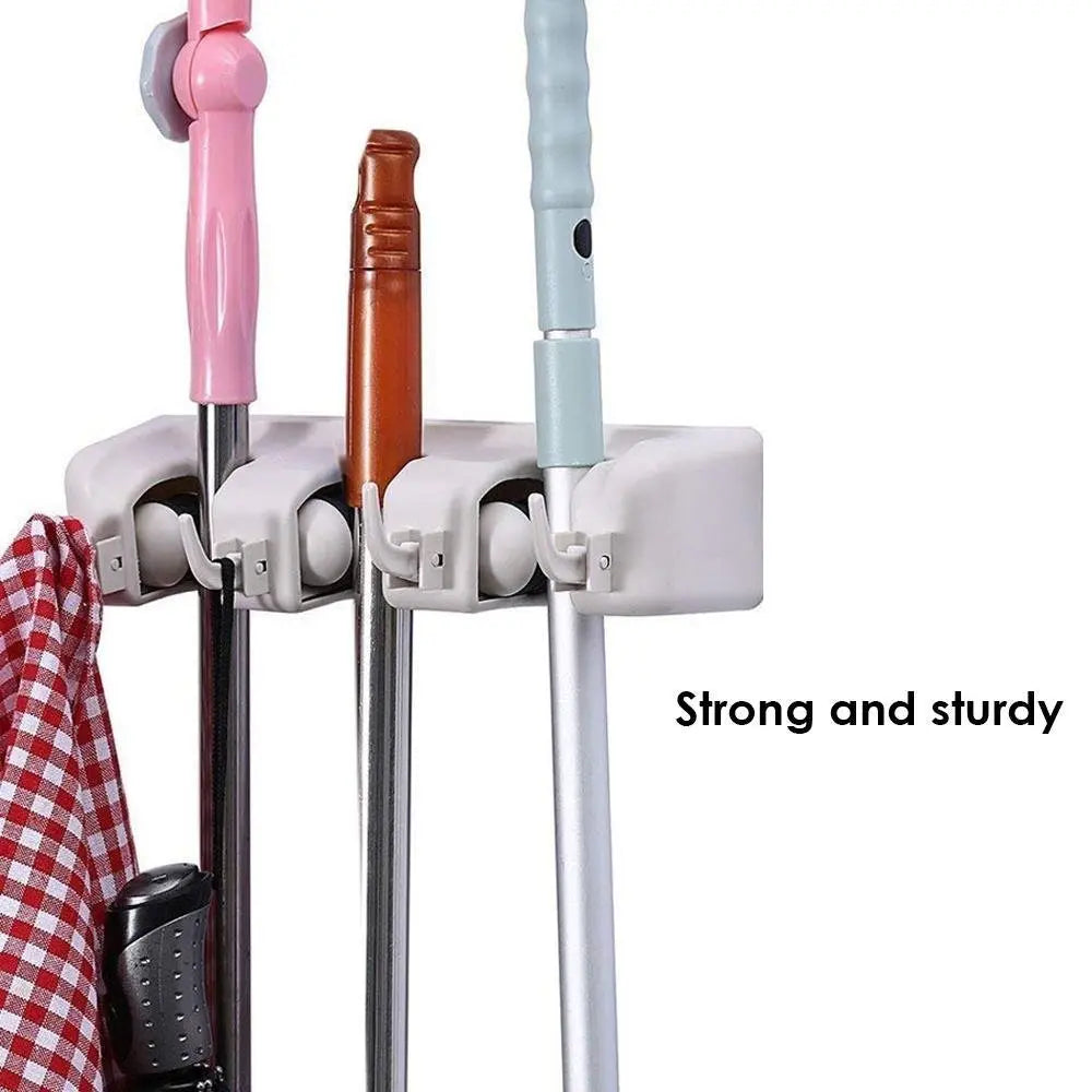 3 - Layer Mop and Broom Holder – Wall Mounted Organizer | Space - Saving & Durable - Chestore