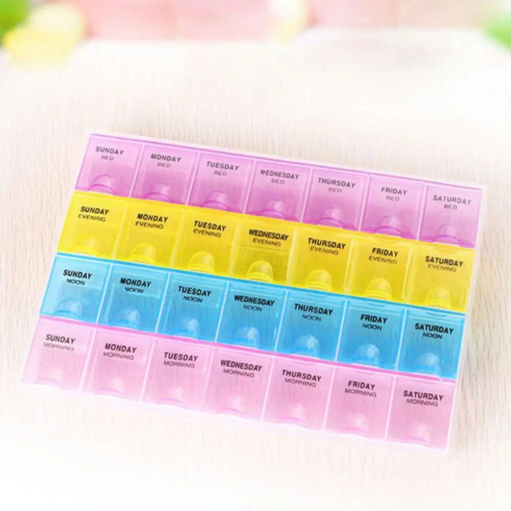 Weekly Pill Organizer Box – 7 - Day 4 - Times - a - Day Medicine Storage with 28 Compartments | Travel - Friendly Pill Case - Chestore