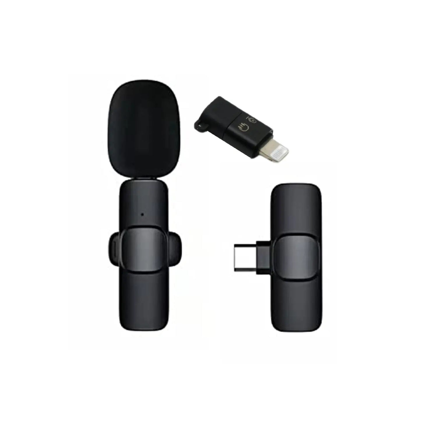 Intelligent Noise Cancelling Live Streaming Clip - On Microphone for Type - C/iPhone - Wireless Lapel Mic with Charging Feature - Chestore