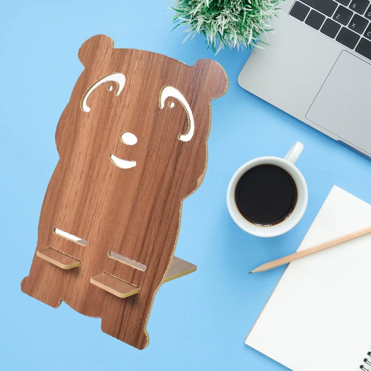 Wooden Cartoon Shape Mobile Stand – Fun & Functional Phone Holder for All Ages 🐻📱✨ - Chestore