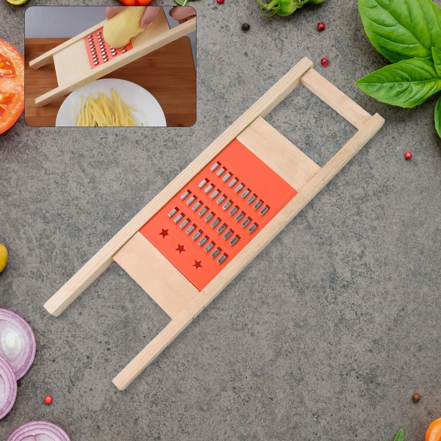 Wooden Cucumber & Vegetable Slicer – Handheld Shredder & Grater for Salads - Chestore