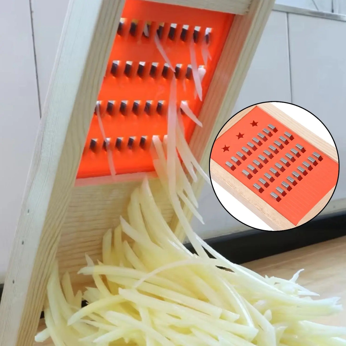 Wooden Cucumber & Vegetable Slicer – Handheld Shredder & Grater for Salads - Chestore