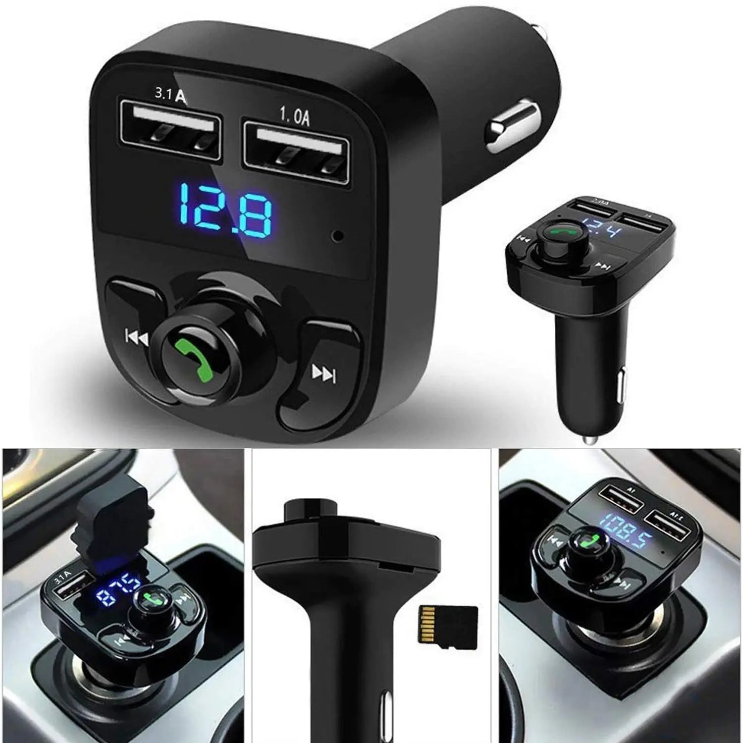 X8 Bluetooth FM Transmitter – Hands - Free Car Kit with Fast Charging & Music Streaming 🎵🚗 - Chestore